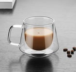 Double Wall Coffee Mug with Handle, Heat Resistant Insulated Coffee Cup Microwave Safe Clear Dual Glass Coffee Cup Milk Glass Tea Cup for Hot Drinks or Cold Beverages (Diamond Shape, 200ml)