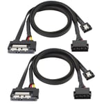 SATA 6G Data Power Cable 2-in-1 Extension Cord LP4 IDE to SATA 15P Female with Serial ATA III 7 Pin Female for HDD, SSD, Optical Drives, DVD Burners, PCI Cards etc -50cm (2 Pack)