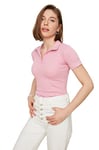 Trendyol Woman Slim fit Basic Polo Neck Knit Blouse Pink