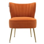 INMOZATA Orange Accent Chair Frosted Velvet Occasional Tub Chairs Curved Wing Dining Chairs Armchair for Living Room Bedroom (Orange)