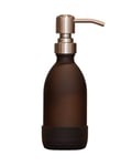 Amber Glass Silver Hand Soap Dispenser 500ml and 250ml Options - Matte Glass & Non-Slip Base - Great Kitchen or Bathroom Soap, Conditioner or Shampoo Dispenser (Silver, 250ml)