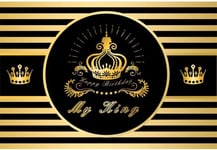 HD 7x5ft My King Birthday Photography Background Black and Gold Stripe Pattern Golden Crown Floral Pattern Decoration Adult Lady Artistic Portrait Photoshoot Studio Props Video Banner Wallpaper