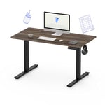 FLEXISPOT Bureau Assis Debout 100x60cm, Plateau Complet, Bureau Réglable en Hauteur Électrique, Bureau Informatique avec Crochet(Cadre Noir+Plateau Marron)