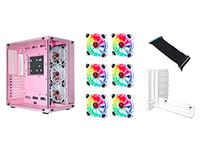 TALIUS Gaming Pack Cronos Orchid Comprend 9 Ventilateurs Iris Spectrum ARGB + Tableau de Bord et Support Adaptateur Vertical VGA Riser PCI-E 3.0 PC de Jeu de Tour ATX en Verre trempé.