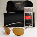 Ray-Ban Sunglasses Carbon Fibre Gold Chromance Polarized Brown RB 8332 CH 001/A3