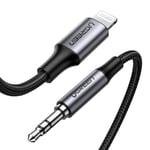 UGREEN Lightning til Aux 3,5 mm-kabel, 1 m - svart