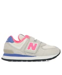 New Balance Girls Girl's 574 Hook and Loop Trainers in Grey pink - Size UK 2.5