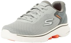 Skechers Men's GO Walk 7 Trainers, Grey and Orange Textile/Synthetic, 6 UK