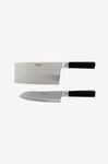 Karimatto - 2 st set Santoku 17,5cm, kinesisk chopper 18cm - Svart
