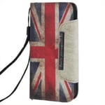 Läderfodral/plånbok Vintage Engelsk Flagga, Iphone 5/5s/se