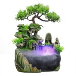 MISS YOU Indoor Zen Fountain Indoor and Outdoor Use Waterfall Table Decoration Water Feature with LED Color Changing Lighting Meditation Waterfall