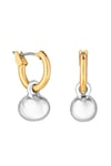 Two Tone Plated Polished Ball Mini Hoop Earrings