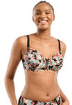 Sans Complexe Soutien Gorge Emboitant avec Armatures, Modèle Arum Mosaïc, Dentelle Florale avec imprimé Multicolore, Jeux de laçages féminins à l'entre-Seins, Imprime Graphic Noir & Multico, 95C