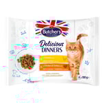 Ekonomipack: Butcher's Delicious Dinners för katter 64 x 100 g - Mix: kyckling, kyckling & kalkon