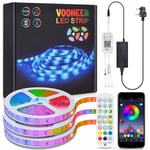 LED Strips Lights, 15m Colour Changing Kit RGB 5050 with 24key Remote Control and Power Supply,for Home Kitchen Christmas Indoor Decoration (15M)