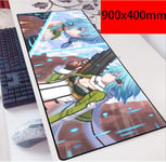 Mouse Pad Table Mat Sword Art Online Game Anime Character Konno Yuuki Laugh And Face Even In The Face Of Despair Oversized Non-slip Professional Gaming Mouse Pad For Desk Laptop PC-900x300mm