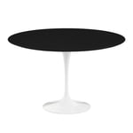 Knoll - Saarinen Round Table - Matbord Ø 120 cm Vitt underrede skiva i Svart laminat - Matbord