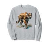 fierce mountain lion prowling, puma animal realistic cougar Sweatshirt