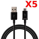 5X Câble Micro USB Synchro & Charge Blanc pour Samsung J3 / J5 / J7 2015/2016/2017 Noir PACK X5 Couleur :