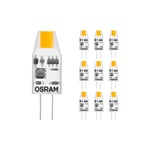 Fordelspakning 10x Osram Micro LED Pin G4 1W 100lm - 827 ekstra varm hvit | erstatter 10W