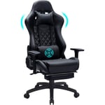 Okwish - Chaise de jeu avec repose-pieds, chaise de gamer avec fonction de massage, chaise d'ordinateur ergonomique, chaise de jeu, fauteuil réglable