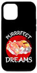 Coque pour iPhone 12/12 Pro Purrrfect Dreams Chat sushi endormi amusant pour homme, femme, enfant