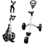 HIGHKAS Folding Pull/Push Golf Trolley, 3 Wheel Golf Push Cart with 360 Rotating Front Wheel And Scorecard, Easy To Open & Close for Outdoor Travel Sport LOLDF1