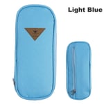 Canvas Pencil Case Pen Storage Bag Zipper Boxes Light Blue