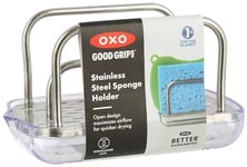 OXO Good Grips Stainless Steel Sponge Holder, Gray, 4-1/2" x 3" x 3" h