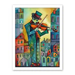 Artery8 Fiddler On The Roof Folk Art Watercolour Painting Artwork Framed Wall Art Print 18X24 Inch