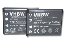 vhbw 2x Batteries compatible avec Kodak Pixpro FZ55, Pixpro X52, Pixpro X53, Pixpro X54, Pixpro X55 appareil photo (500mAh, 3,6V, Li-ion)