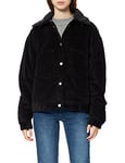 Urban Classics Women's Ladies Oversized Corduroy Sherpa Jacket Denim, Black (Black/Black 00825), X-Large