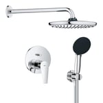GROHE Start Edge - Concealed Shower System with 1 Lever Mixer and 2-Way Diverter (Shower Arm, 25 cm Head Shower, 11 cm Hand Shower 2 Sprays, Outlet Elbow 1/2" with Holder, Hose 1.5m), Chrome, 25293000