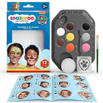 Snazaroo Kit de Maquillage Pour Enfants La Pat' Patrouille Rubble et Zuma - 8 Couleurs, 1 Stencil, 1 Pinceau, 1 Éponge, 1 Guide, Maquillage à Base D'eau, Peinture Pour le Visage, Paw Patrol