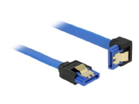 Delock - SATA-kabel - Serial ATA 150/300/600 - SATA (R) rak till SATA (R) vinklad nedåt - 30 cm - sprintlåsning - blå