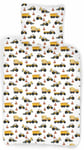 Sängkläder 150x210 cm - Bäddset med arbetsbilar - 100% bomull - Sängkläder för barn