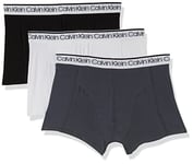Calvin Klein Men’s 3-Pack of Boxers Trunks 3 PK with Stretch, Black/White/Turbulence, L [Amazon Exclusive]
