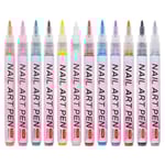 12 st Nail Art Målade Pennor DIY Nail Art Pennor Nagellack Pennor Nail Point Graffiti Pennor (13,5x1,1cm, Olika Färger)