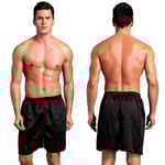 Mäns Satin Pyjamas Boxer Shorts med Elastisk Midja Black L