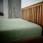 Drap de lit en Polaire pour très Grand lit | Drap-Housse Thermique Extra Chaud | Vert Sauge