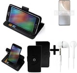 For Motorola Moto G32 protective case + EARPHONES black cover bag wallet flipsty