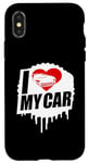 Coque pour iPhone X/XS J'aime ma voiture Turbo Cars Fast Driver Racing Driving Heart
