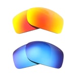 Walleva Fire Red + Ice Blue Polarized Lenses For Maui Jim Big Wave Sunglasses