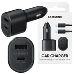 SAMSUNG SUPER FAST DUAL CAR CHARGER 45W + 15W DUAL PORTS USB-C USB-A EP-L5300XBE