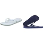 Havaianas Unisex's Brasil Logo Flip-Flop, White, White, 9/10 UK Unisex Adults' Flip Flops Blue (Navy Blue 0555) - 9/10 UK