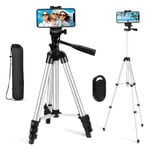 Phone Tripod Stand,42-Inch Extendable Lightweight Aluminum Tripod for Iphone/Android/iPadT/Gopro/DSLR Camera Tripod with Phone/Pad 2 in 1 Mount & Wireless Remote Shutter -Silver