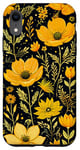 Coque pour iPhone XR Motif floral chic jaune moutarde et noir
