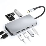 Hub USB C 9 en 1 vers HDMI et RJ45, Thunderbolt 3, USB-C Power Delivery, Lecteur de Cartes SD et Micro SD/TF, 4 Ports USB 3.0