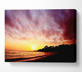 Ocean Path To The Mountain Sunset Canvas Print Wall Art - Double XL 40 x 56 Inches