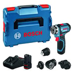 Bosch Professional GSR 12 V-15 FC Cordless Drill Driver Set with 2 x 12 V 2.0 Ah Lithium-Ion Batteries, L-Boxx, blue